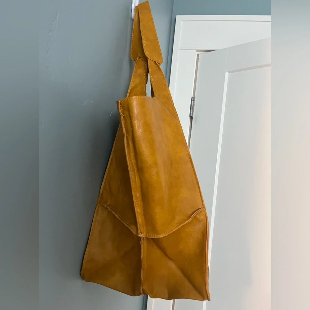Roomy Mustard Hobo Tote Bag - Picture 3 of 7